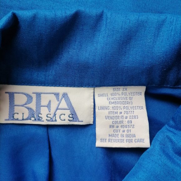 BFA Classics Womens Blue Embroidered Beaded Floral Button Up Shirt Size 2X - Picture 6 of 7